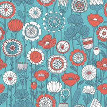 Load image into Gallery viewer, Blue and Red Floral Peel &amp; Stick Wallpaper N05126

