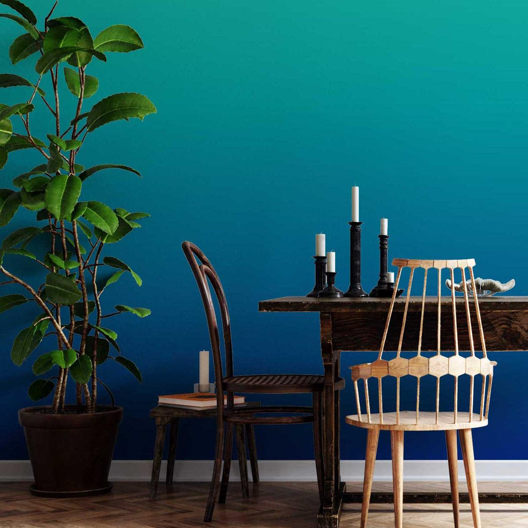 Green and Dark Blue Gradient Peel & Stick Wallpaper N05138