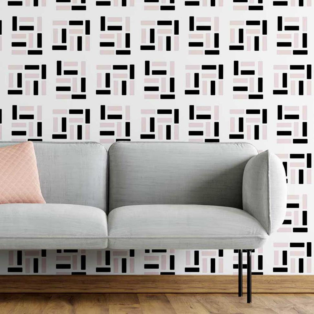 Abstract Pink Black Peel & Stick Wallpaper N05188