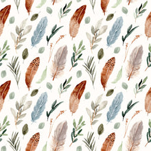 Load image into Gallery viewer, Watercolor Feather and Leaves Peel &amp; Stick Wallpaper N05192

