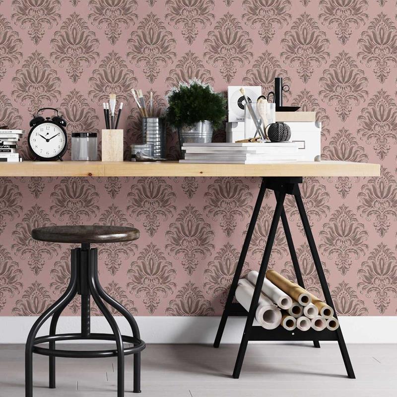 Damask Classic Pink Antigo Peel & Stick Wallpaper N05197