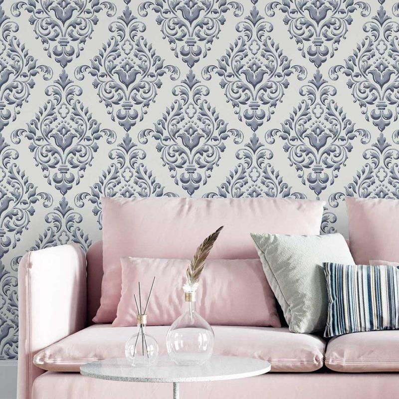 Damask Classic White Peel & Stick Wallpaper N05198