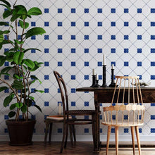 Load image into Gallery viewer, Tile Vintage White and Blue Peel &amp; Stick Wallpaper N05217

