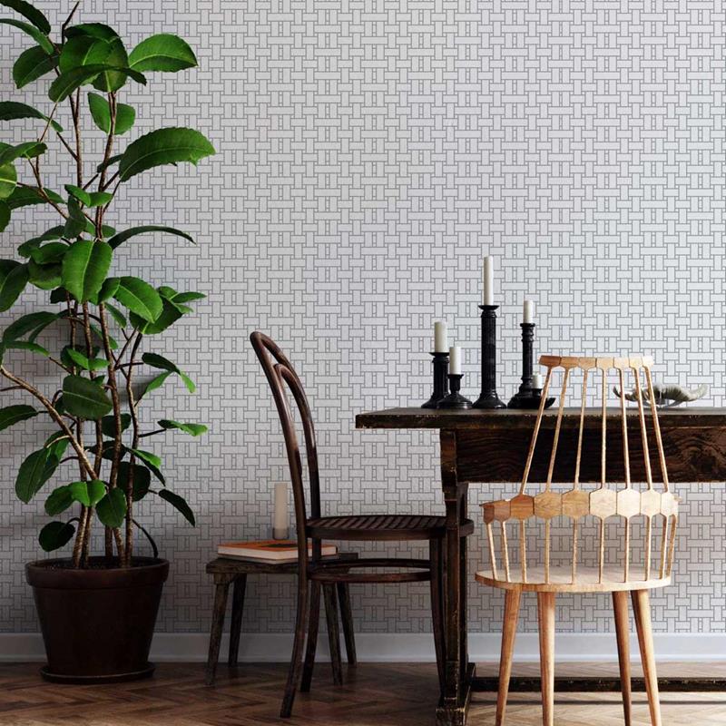 Grey & White Wicker Peel & Stick Wallpaper N05225