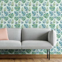 Load image into Gallery viewer, Tropical Watercolor Leaves Peel &amp; Stick Wallpaper N05227
