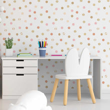 Load image into Gallery viewer, Shiny Golden Glitter Pink Polka Dots Peel &amp; Stick Wallpaper N05231
