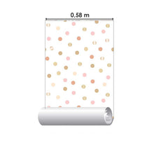 Load image into Gallery viewer, Shiny Golden Glitter Pink Polka Dots Peel &amp; Stick Wallpaper N05231
