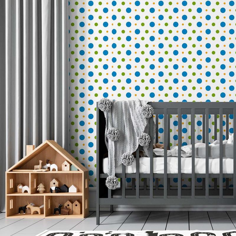 Blue Polka Dots Peel & Stick Wallpaper N05237