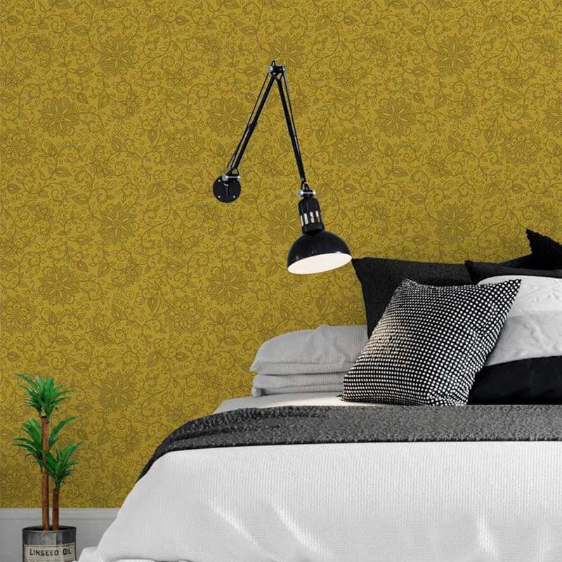 Floral Indian Yellow Peel & Stick Wallpaper N05249
