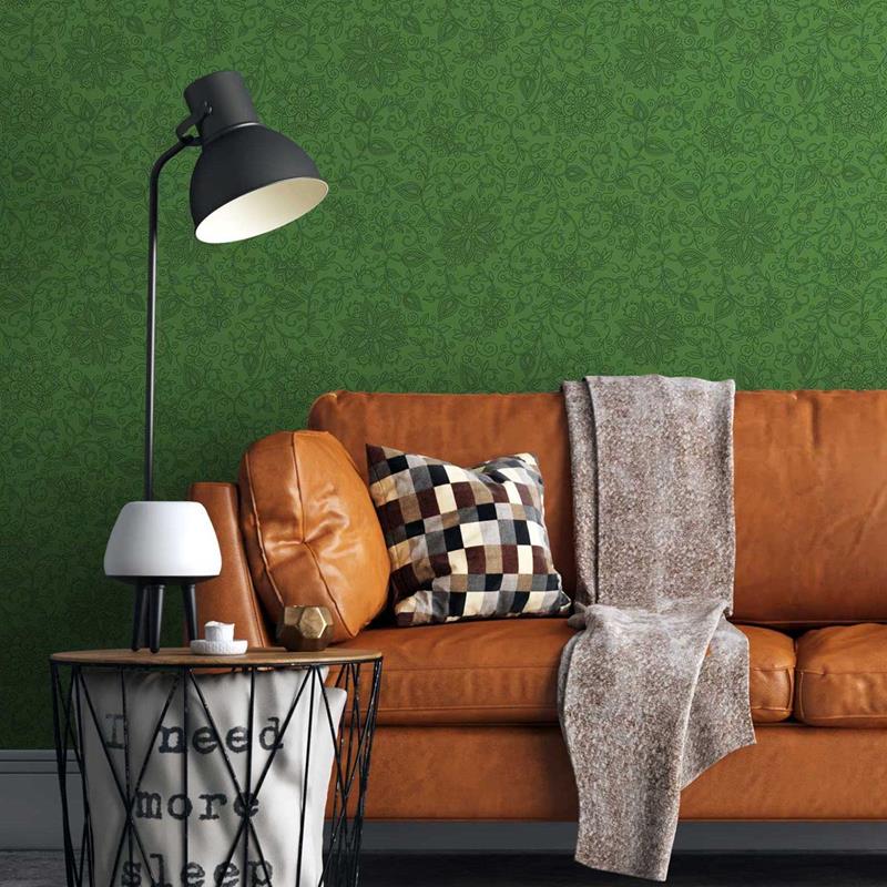 Floral Indian Green Peel & Stick Wallpaper N05250