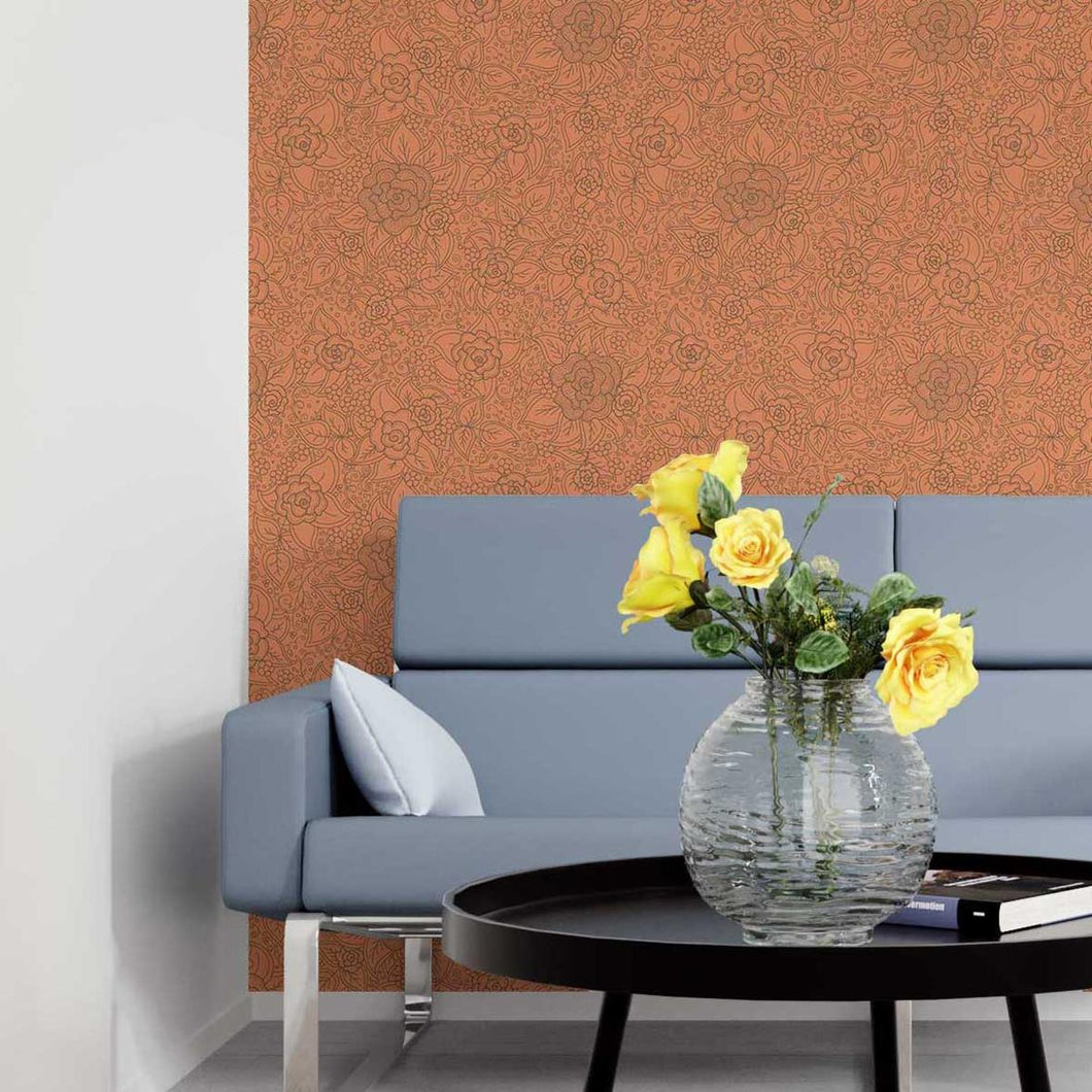 Floral Orange Peel & Stick Wallpaper N05254