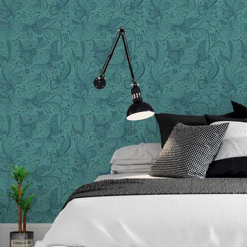 Ethnic Floral Blue Peel & Stick Wallpaper N05258