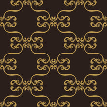 Load image into Gallery viewer, Damask Brown and Golden Peel &amp; Stick Wallpaper N05274
