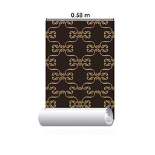 Load image into Gallery viewer, Damask Brown and Golden Peel &amp; Stick Wallpaper N05274

