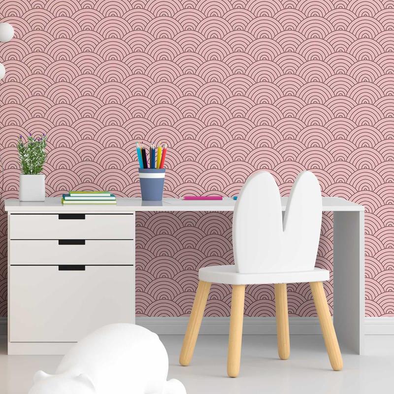 Geometric Abstract Pink Peel & Stick Wallpaper N05282