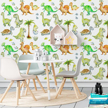 Load image into Gallery viewer, Watercolor Dinosaurs Peel &amp; Stick Wallpaper N06001
