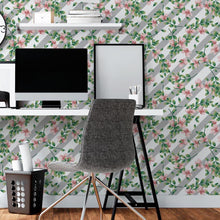 Load image into Gallery viewer, Striped With Floral Peel &amp; Stick Wallpaper N06032
