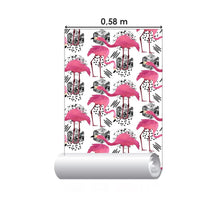 Load image into Gallery viewer, Flamingos Geometric Peel &amp; Stick Wallpaper N06035
