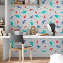 Load image into Gallery viewer, Watercolor Umbrella Peel &amp; Stick Wallpaper N06041
