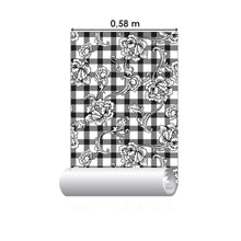 Load image into Gallery viewer, Plaid with Flowers Peel &amp; Stick Wallpaper N06042
