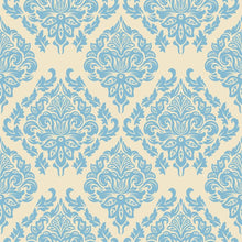 Load image into Gallery viewer, Damask Classic Blue and Beige Peel &amp; Stick Wallpaper N06058
