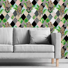 Load image into Gallery viewer, Tropical Patchwork Jaguar Peel &amp; Stick Wallpaper N06081
