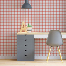 Load image into Gallery viewer, Red and White Plaid Peel &amp; Stick Wallpaper N06099
