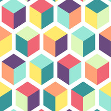 Load image into Gallery viewer, Colorful Cubes White Peel &amp; Stick Wallpaper N06100
