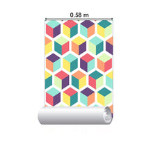 Load image into Gallery viewer, Colorful Cubes White Peel &amp; Stick Wallpaper N06100
