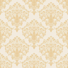 Load image into Gallery viewer, Damask Yellow and White Peel &amp; Stick Wallpaper N06101
