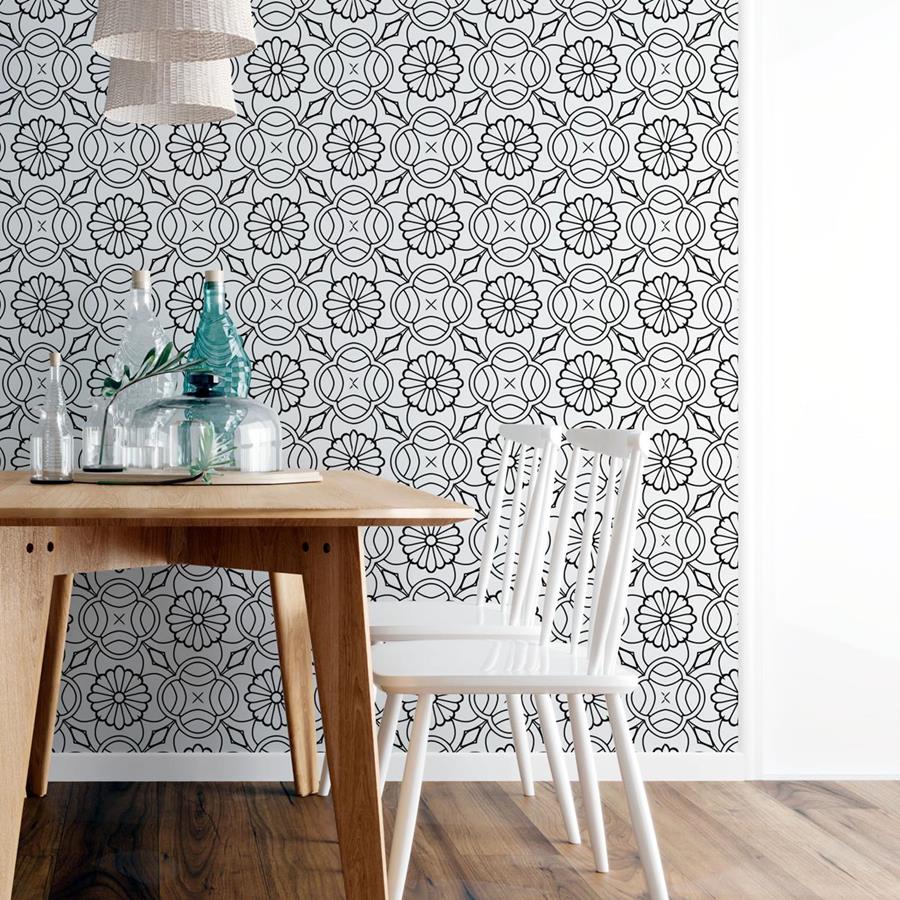 Geometric Black and White Peel & Stick Wallpaper N06119