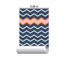 Load image into Gallery viewer, Chevron Blue Pink and Orange Peel &amp; Stick Wallpaper N06121
