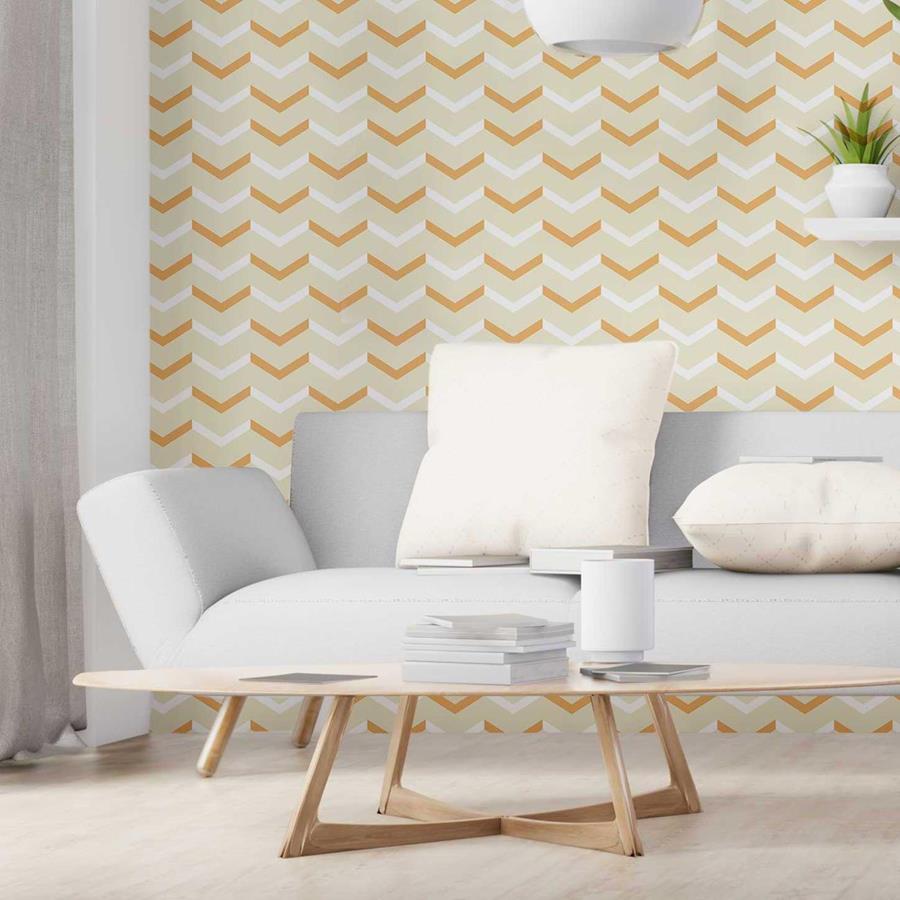Chevron Yellow White and Cream Peel & Stick Wallpaper N06122