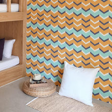 Load image into Gallery viewer, Chevron Orange Blue and White Peel &amp; Stick Wallpaper N06124
