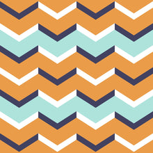 Load image into Gallery viewer, Chevron Orange Blue and White Peel &amp; Stick Wallpaper N06124

