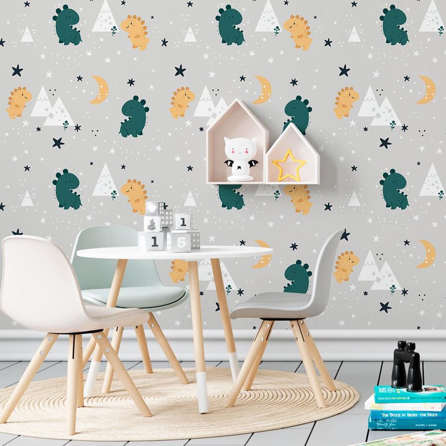 Dinosaurs Mountains Peel & Stick Wallpaper N06126