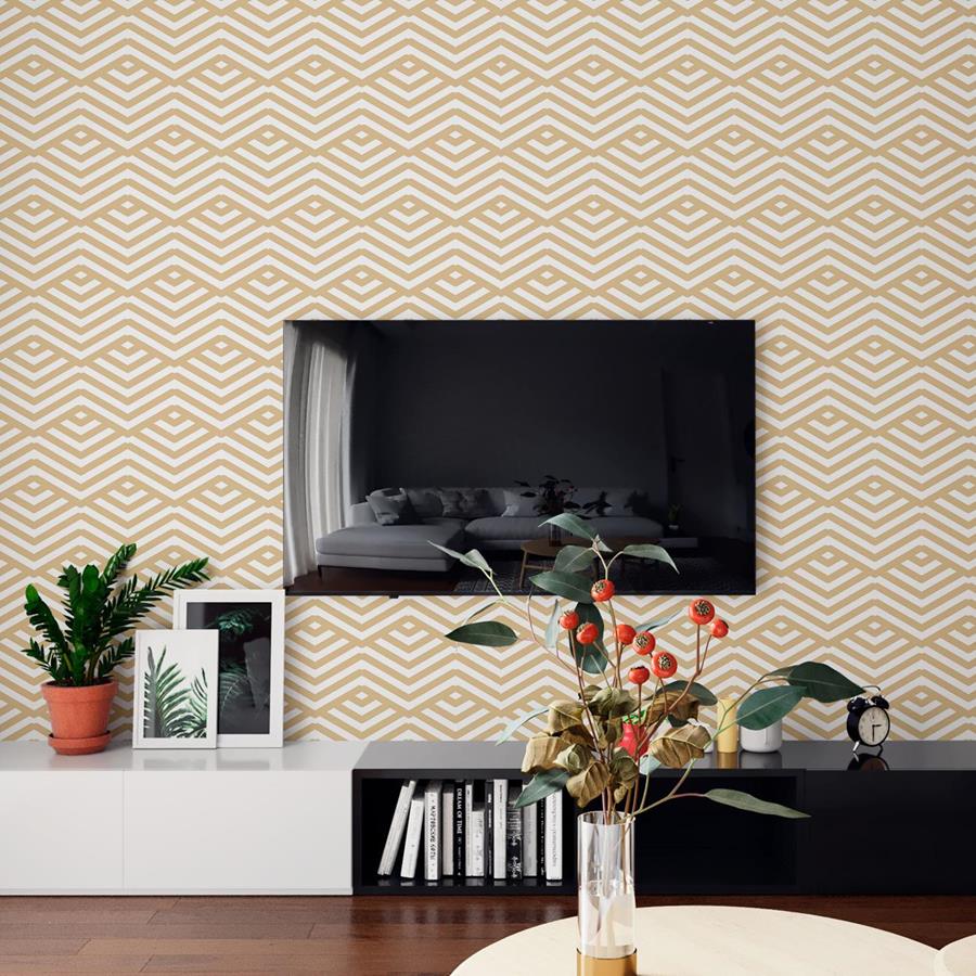 Geometric Retro Yellow Peel & Stick Wallpaper N06137