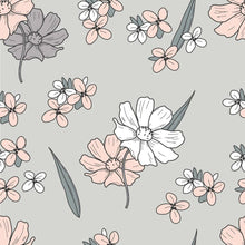 Load image into Gallery viewer, Gray and Pink Wildflowers Peel &amp; Stick Wallpaper N06156
