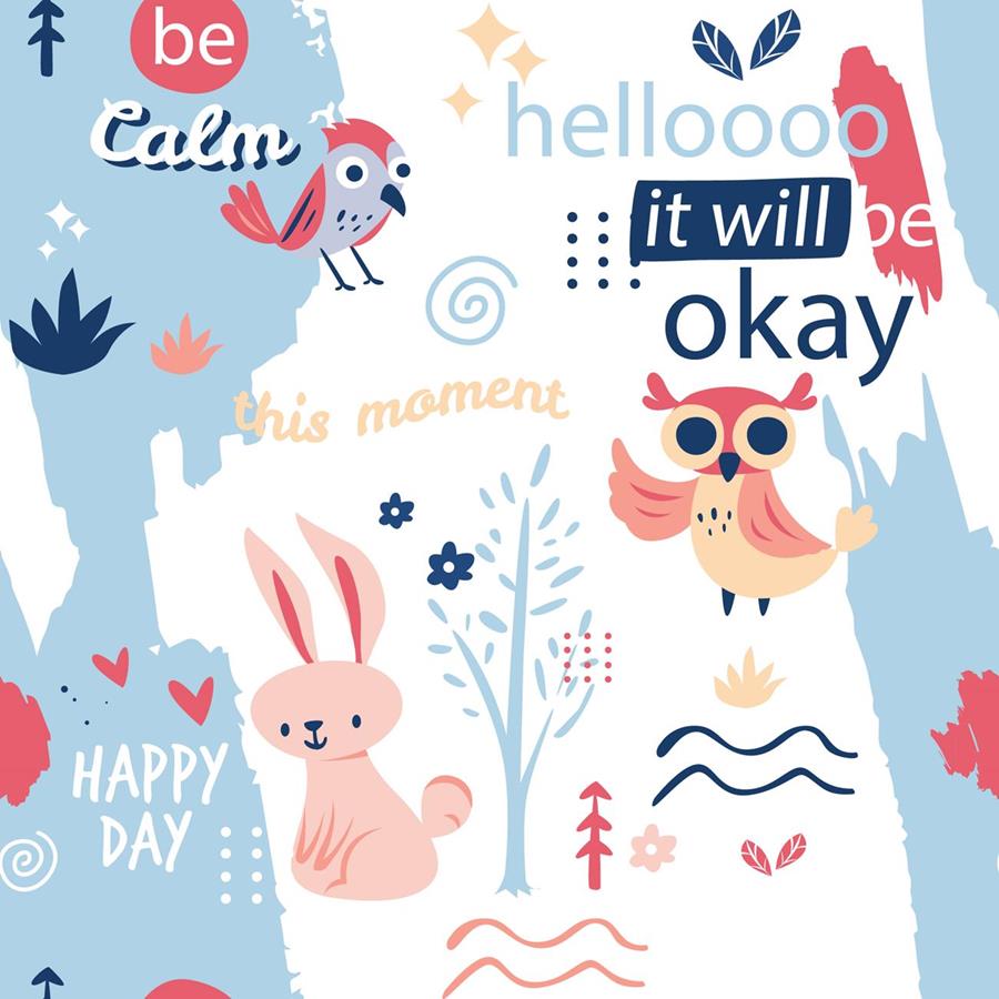 Birds and Bunnies Peel & Stick Wallpaper N06161