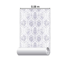 Load image into Gallery viewer, Damask Classic Blue White Peel &amp; Stick Wallpaper N06171
