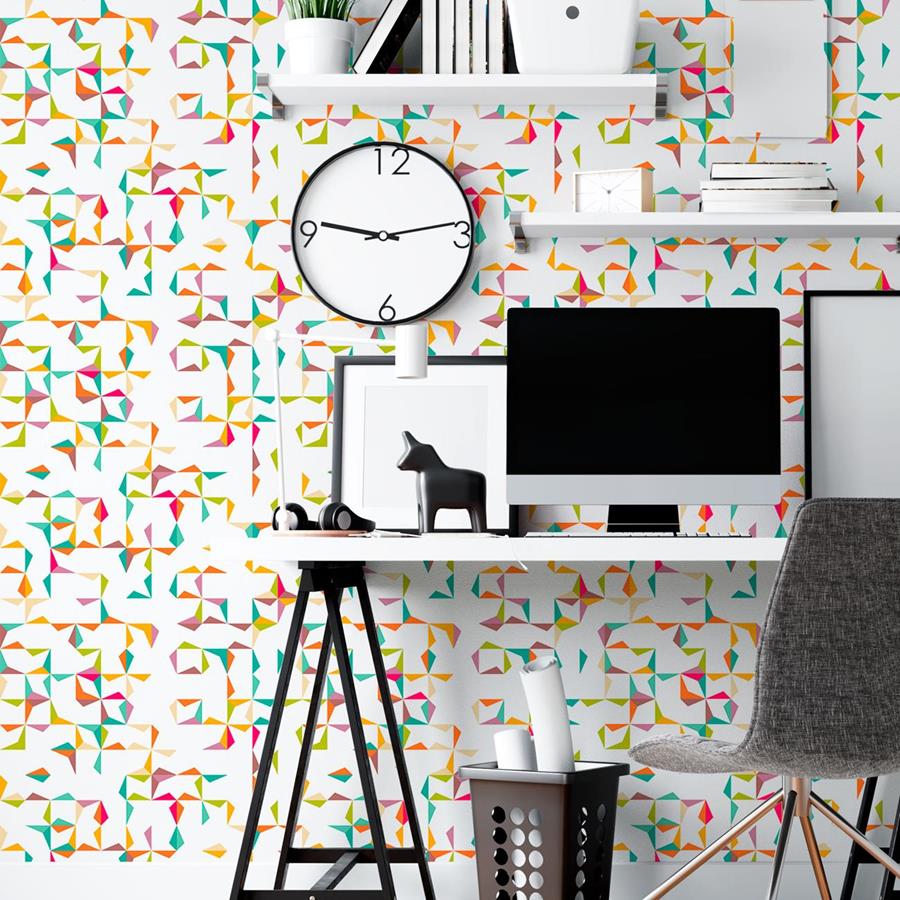 Geometric Cream and Gray Peel & Stick Wallpaper N06182