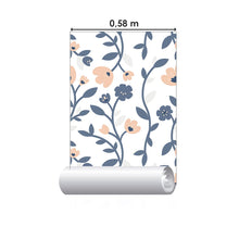 Load image into Gallery viewer, Floral Blue and Pink Peel &amp; Stick Wallpaper N06185
