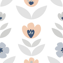 Load image into Gallery viewer, Floral Pastel Colors Blue and Pink Peel &amp; Stick Wallpaper N06187
