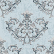 Load image into Gallery viewer, Damask Blue Gray Peel &amp; Stick Wallpaper N06189
