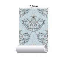 Load image into Gallery viewer, Damask Blue Gray Peel &amp; Stick Wallpaper N06189
