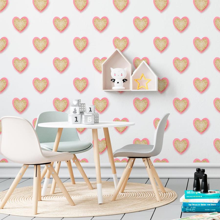 Heart Glitter Peel & Stick Wallpaper N06196