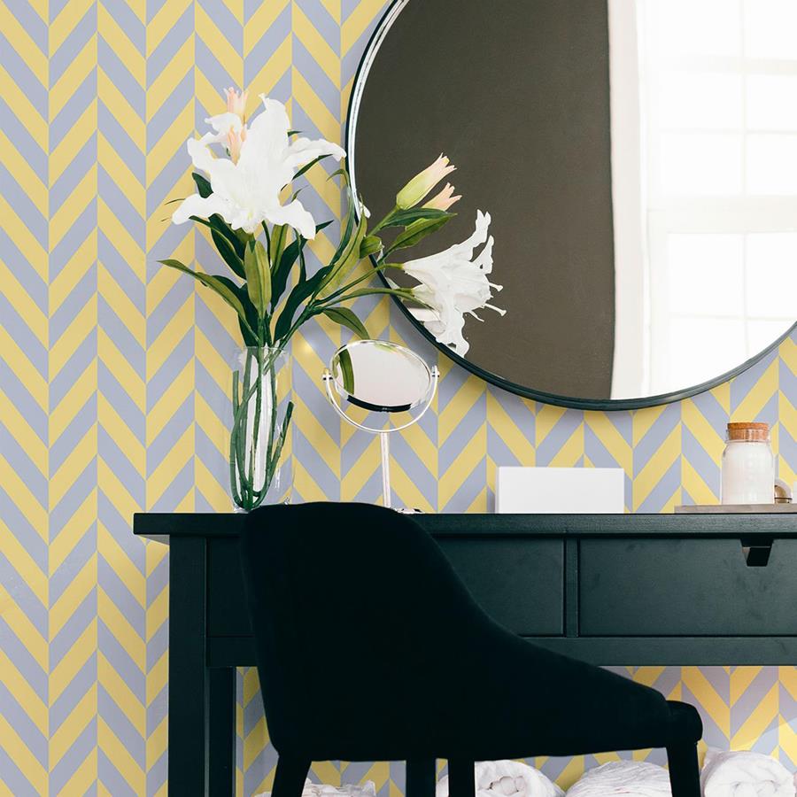 Chevron Blue and White Peel & Stick Wallpaper N06138