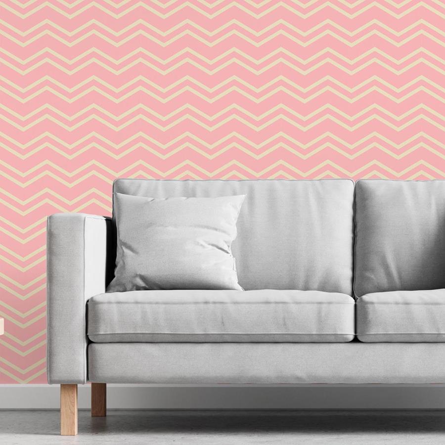 Chevron Blue and Salmão Peel & Stick Wallpaper N06200