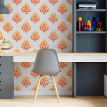 Load image into Gallery viewer, Damask Orange and Yellow Peel &amp; Stick Wallpaper N06217

