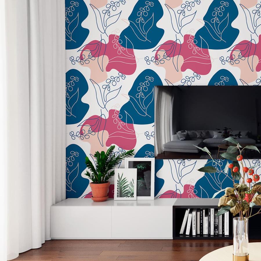 Artistic Flowers Lines Peel & Stick Wallpaper N06219